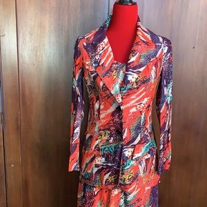 Vintage 70s Two Piece Psychedelic Dress/Jacket Set